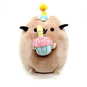GUND Pusheen Birthday Cupcake Plush Stuffed Animal, Gray, 10.5" Snackables Clean